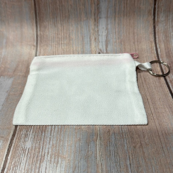 NEW White Canvas 4”x4 1/2” Zippered Coin Purse w/ Liv, Love Fight Custom Vinyl - Picture 2 of 2
